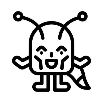 Fluffy tail cute monster line icon vector illustration Ilustração Stock