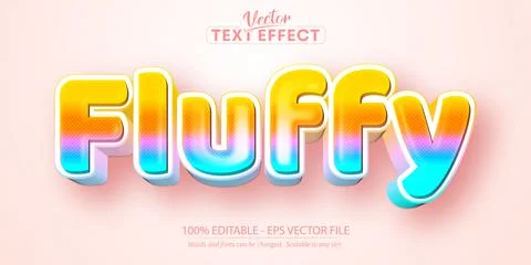 Fluffy text, cartoon style editable text effect Stock Illustration