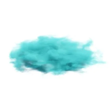 Fluffy Turquoise Cloud. 3D Render. Isolated On White Background. Illustrazione stock