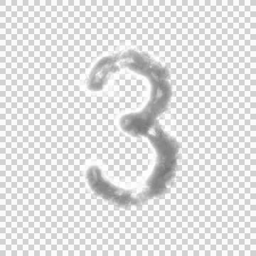 Fluffy White Cloud Letter 3 Stock Illustration