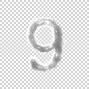Fluffy White Cloud Letter 9 Stock Illustration