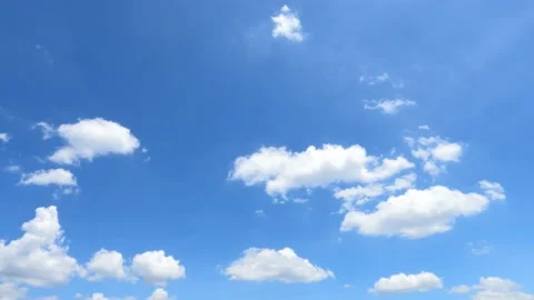 Fluffy white cloud n cotton candy cloudscape on clear blue sky Background Stock Footage 150783114