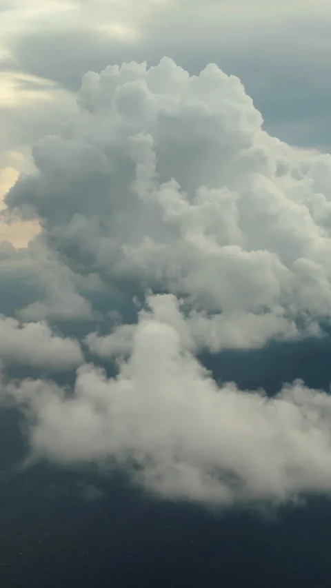 Fluffy white cloud texture pattern in vivid blue sky background Stock Footage 341767847