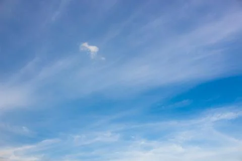 Fluffy white clouds and bright blue sky. Stock Photos