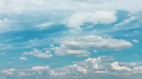 Fluffy White Clouds on Blue Sky Stock Footage 39457281