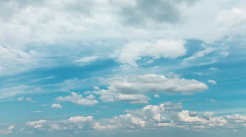Fluffy White Clouds on Blue Sky Stock Footage 39457405