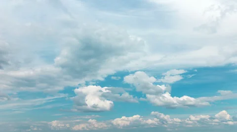 Fluffy White Clouds on Blue Sky Stock Footage 39457450