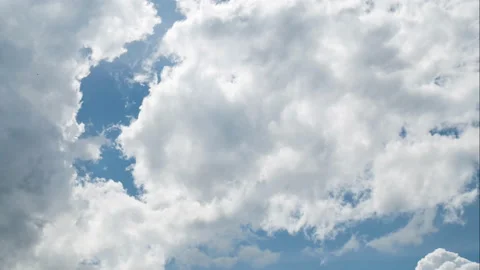Fluffy white clouds blue sky time lapse natural background Stock Footage 133566682