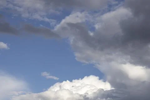 Fluffy White Clouds in Blue Sky, Beautiful Cloudscape Background. 写真素材