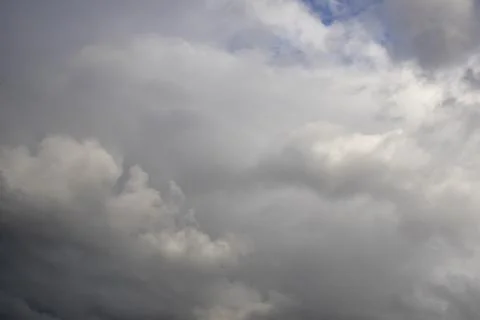 Fluffy White Clouds in Blue Sky, Beautiful Cloudscape Background. Overcast .. Photos