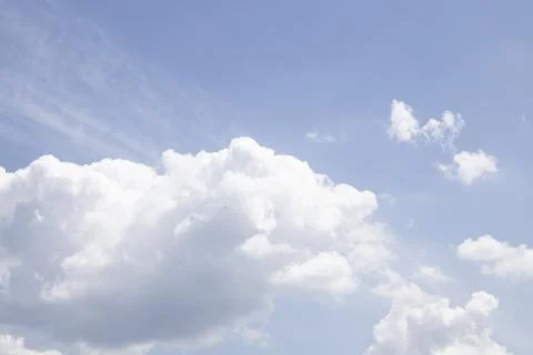 Fluffy White Clouds in Blue Sky, Beautiful Cloudscape Background. Photos