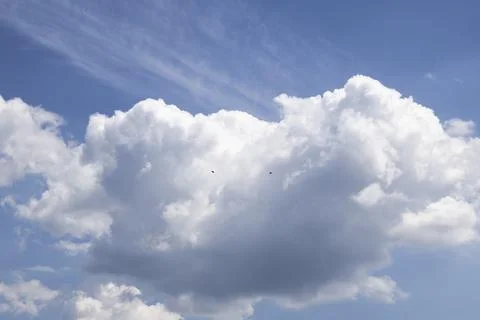 Fluffy White Clouds in Blue Sky, Beautiful Cloudscape Background. Photos