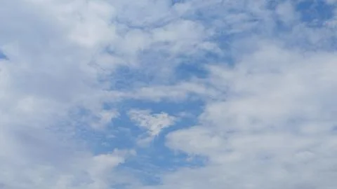 Fluffy White Clouds in a Clear Blue Sky 스톡 사진