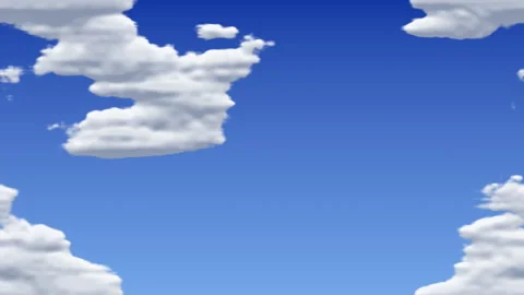 Fluffy white clouds drifting across a bright blue sky, 4K seamless loop 動画素材 347464379