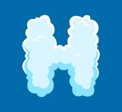 Fluffy white clouds font, smoke typeface letter H Stock Illustration