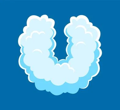 Fluffy white clouds font, smoke typeface letter U 스톡 일러스트