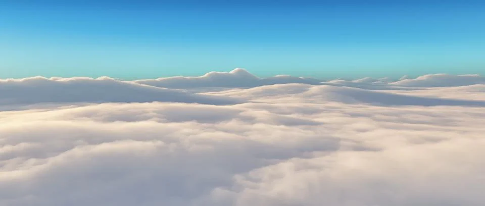 Fluffy white clouds forming a sky ceiling. Stock Illustration