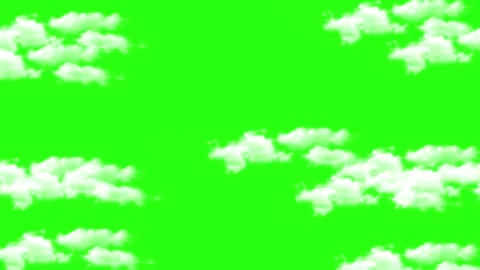 Fluffy White Clouds Moving Across Green Screen Chroma Key Background Stock Footage 341587280