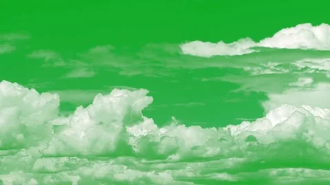 Fluffy White Clouds Moving on Green Screen Stock Footage 340676506