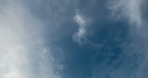 Fluffy white clouds moving from left to right over the sky Stock Footage 94135501