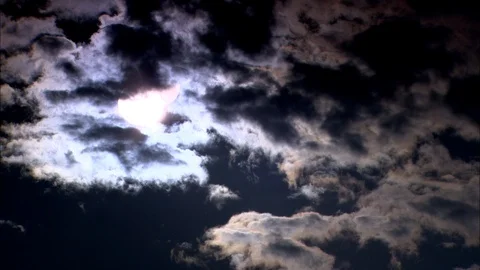 Fluffy White Clouds Moving Over a Blue Sky and a Bright Sun HD Video Video stock 92800842