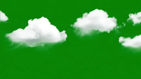 Fluffy White Clouds Passing on Chroma Green Screen. Stock Footage 317800949