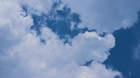 Fluffy white clouds romantic beautiful cloudscape time-lapse agricultural ecolog Stock Footage 282063717