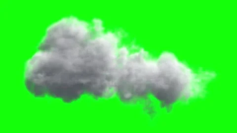 Fluffy White Cumulus Cloud Moving and Morphing on Green Screen Stock Footage 340635752