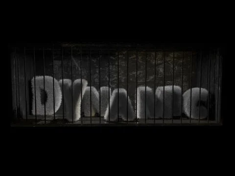 A fluffy word inside a dark prison 3d rendering with a concept Stock Illustration