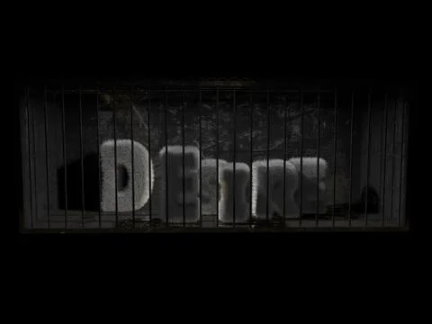 A fluffy word inside a dark prison 3d rendering with a concept Stock Illustration