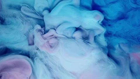 Fluid Abstract Art Featuring Beautiful Blue and Pink Swirls in a Creative Stock Footage 303606109