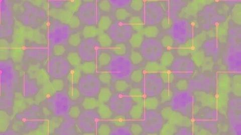 Fluid abstract digital network pattern in neon green and deep purple gradient Stock Footage 336163142
