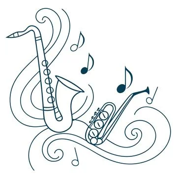 Fluid Abstract Music Illustration with Instruments Stock Illustration