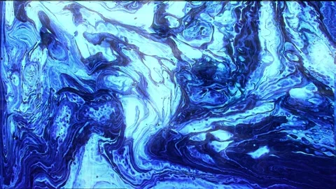 Fluid Acrylic Ocean Teal Blue Loop Video stock 334985776