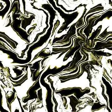 Fluid Art abstract seamless pattern with marble effect in monochrome tones. Stock Illustration