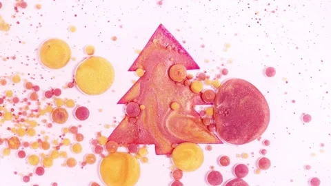 Fluid art backdrop with Christmas tree. Colorful abstract video background with Stock Footage 149813554
