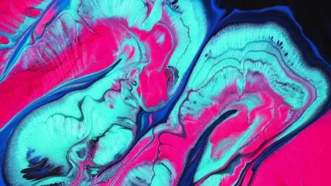 Fluid art drawing video, modern acrylic texture with colorful waves. Liquid Stock Footage 146147406