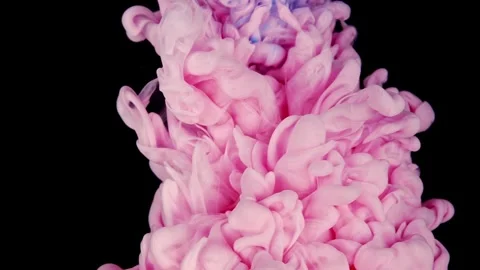 Fluid Art Magic: Pink Paint Drops Dissolving in Water, Unveiling Soft Colors in Stock Footage 243936744