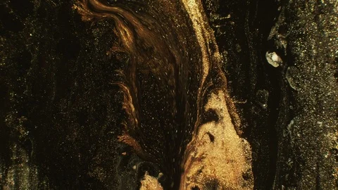 Fluid art overlay glitter bronze brown ink flow Stock Footage 125568191