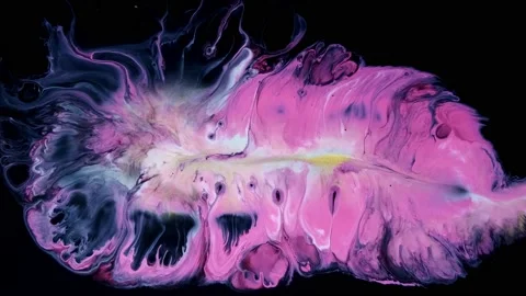 Fluid art pink white texture. Liquid acrylic flows Stock Footage 167218172