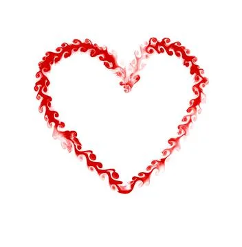 Fluid art - red heart on white background Stock Illustration
