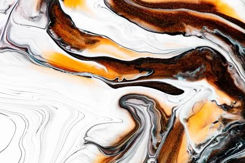 Fluid art texture. Abstract background with swirling paint effect. Liquid Ilustração Stock