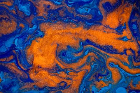 Fluid art texture. Background with abstract iridescent paint effect. Liquid Ilustração Stock