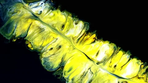 Fluid art yellow white texture. Liquid acrylic flows Stock Footage 167218363