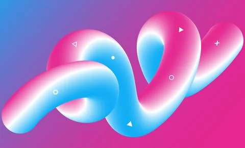 Fluid Background Geometric 3D Shape Abstract with Gradient Blue Pink and Element Stock Illustration