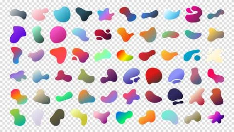 Fluid blob gradient elements. Liquid shapes, round abstract elements. Blotc.. Stock Illustration