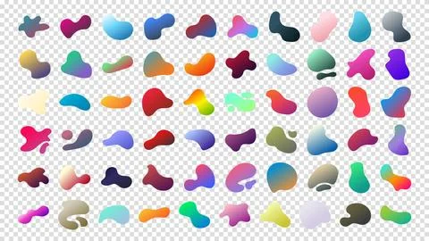 Fluid blob gradient elements. Liquid shapes, round abstract elements. Blotch  Stock Illustration