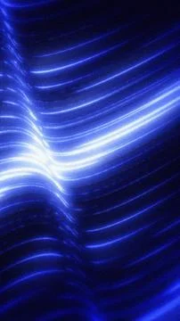Fluid blue neon waves and glowing light streaks Stock Illustration