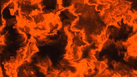 Fluid bright orange fire texture with dark areas of smoke Stock Footage 338286172