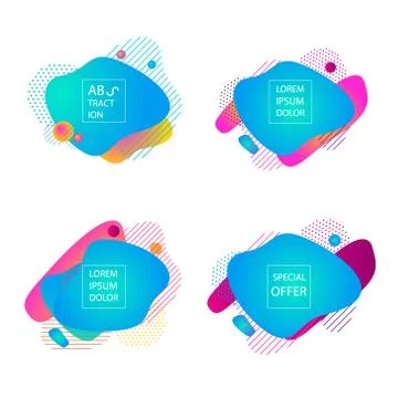 Fluid color badges set. Abstract shapes composition. Eps10 vector. Stock Illustration
